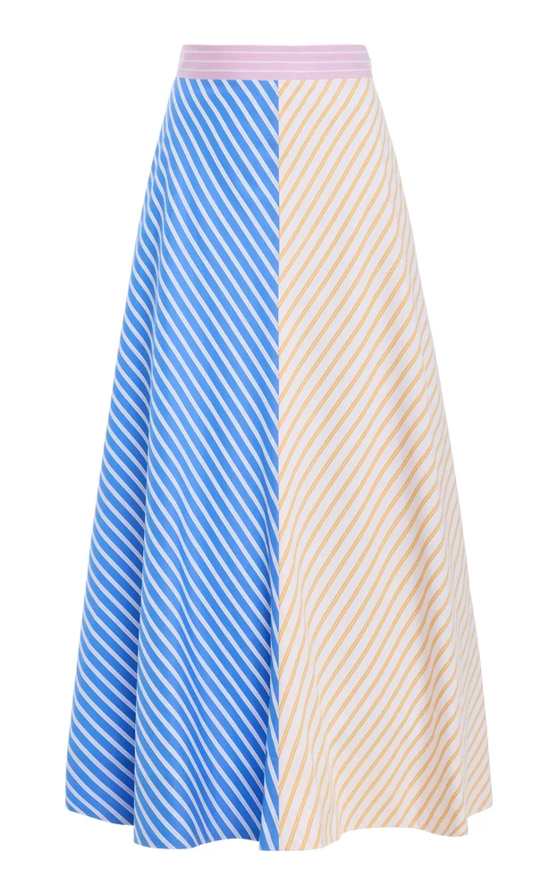 Quartered A-Line Cotton Midi Skirt