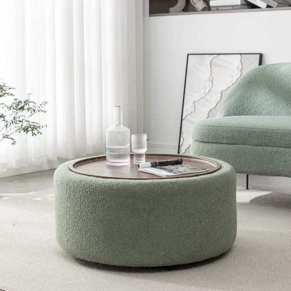 Raymond Round Cocktail Ottoman with Storage