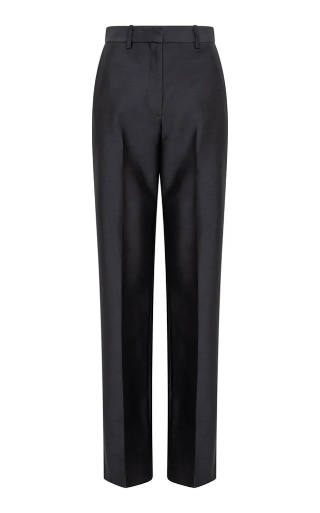 Nova Wool-Silk Straight-Leg Trousers