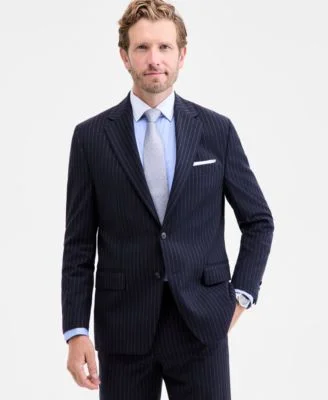 Classic Fit Wool-Blend Pinstripe Suit Separate Jacket