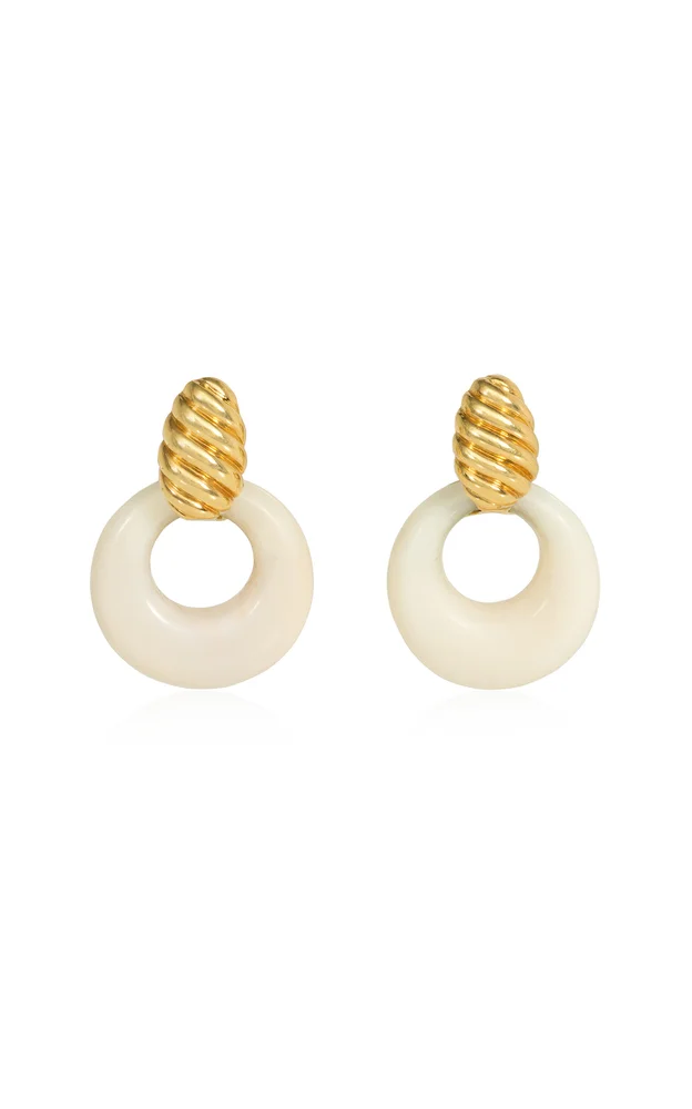 Van Cleef & Arpels, France 18K Yellow Gold White Coral Earrings