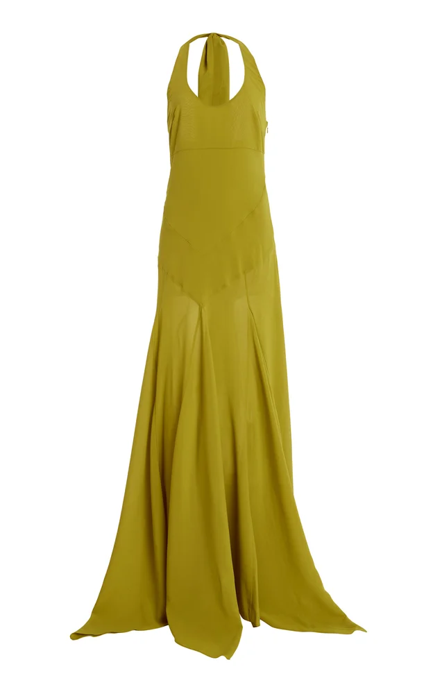 Exclusive Raye Crepe Maxi Halter Dress
