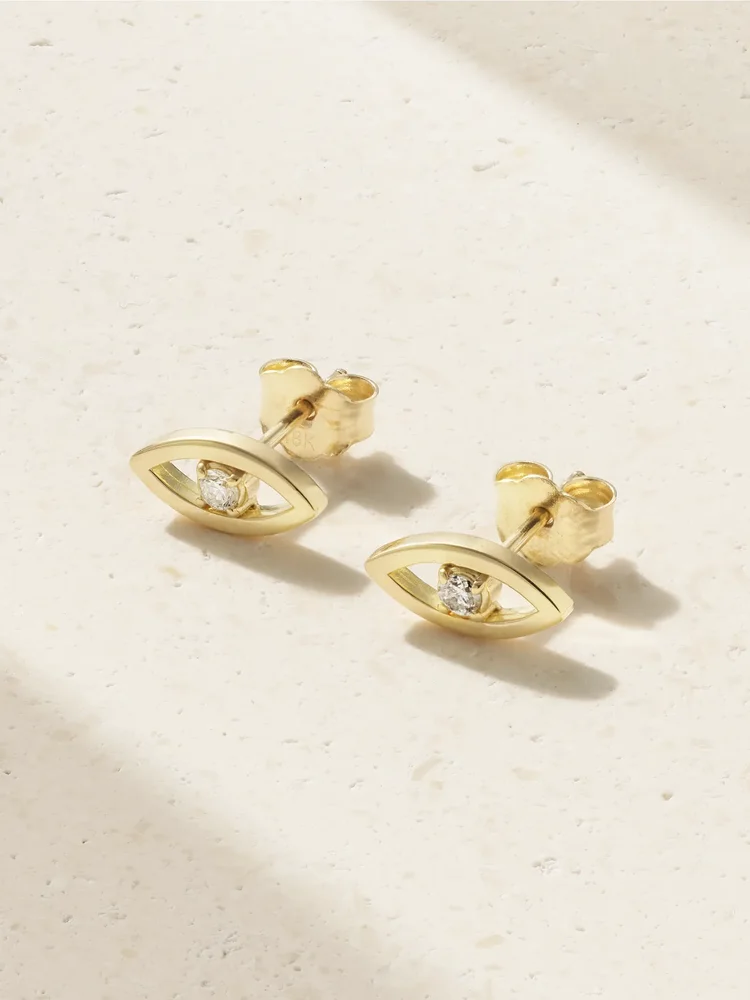 Evil Eye Mini 18-karat gold diamond earrings