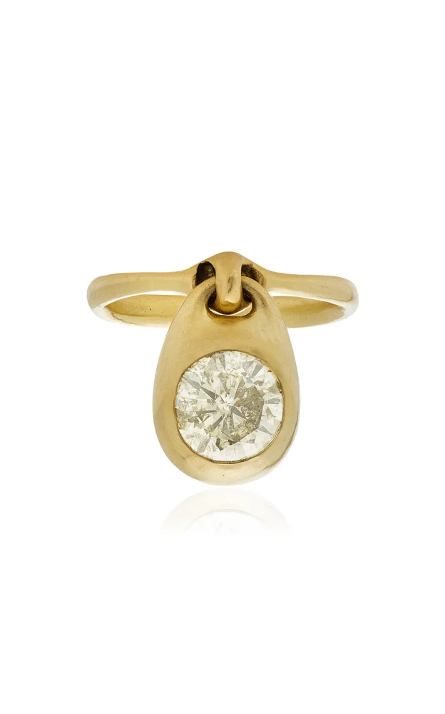 18k Green Gold Diamond Locket Ring