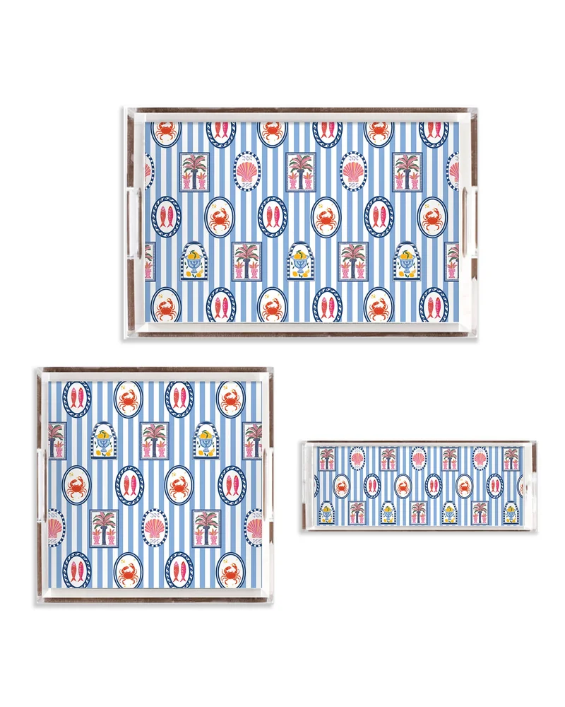 Seaside Stripe Lucite Tray