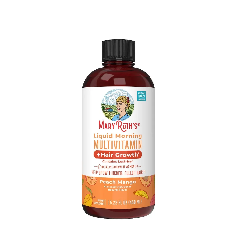 Liquid Morning Vegan Multivitamin + Hair Growth - Peach Mango