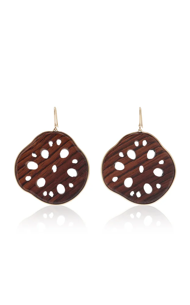 Large Rosewood Lotus Root Slice Earrings