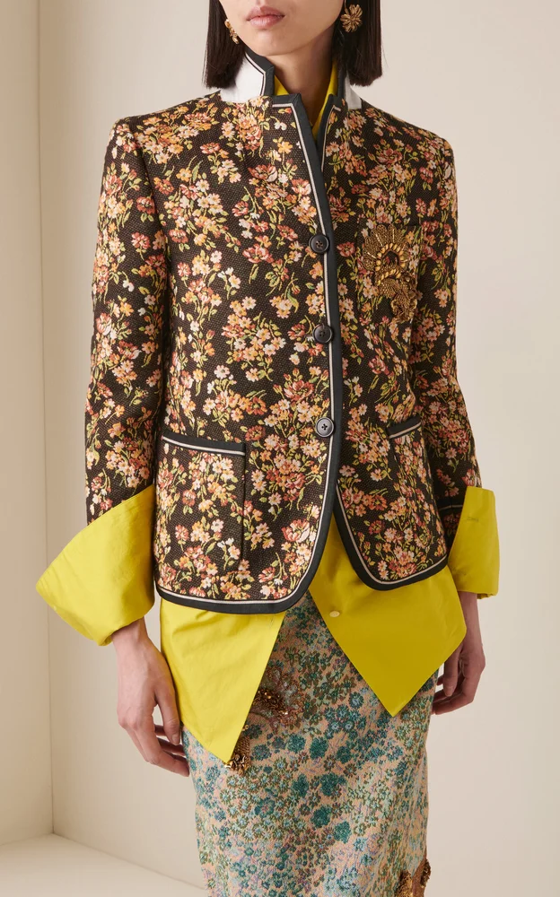 Brea Embroidered Cotton-Blend Blazer