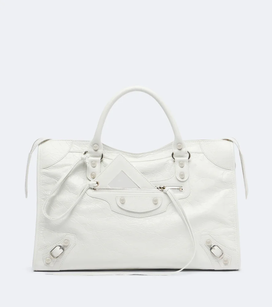 Le City Medium leather top-handle bag in white