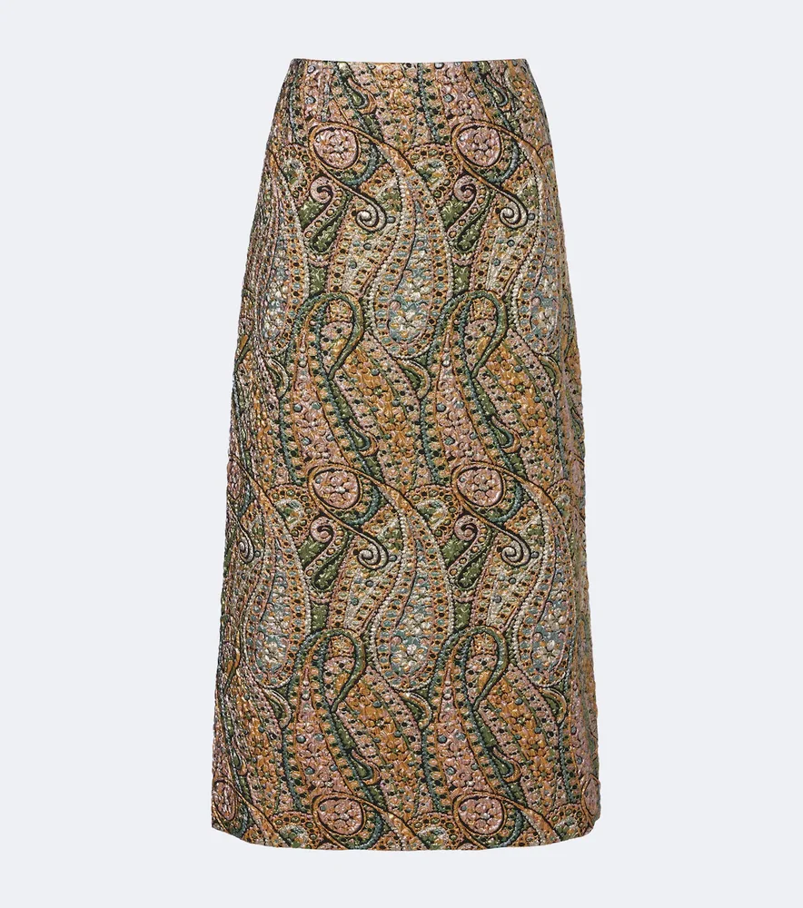 Paisley jacquard midi skirt