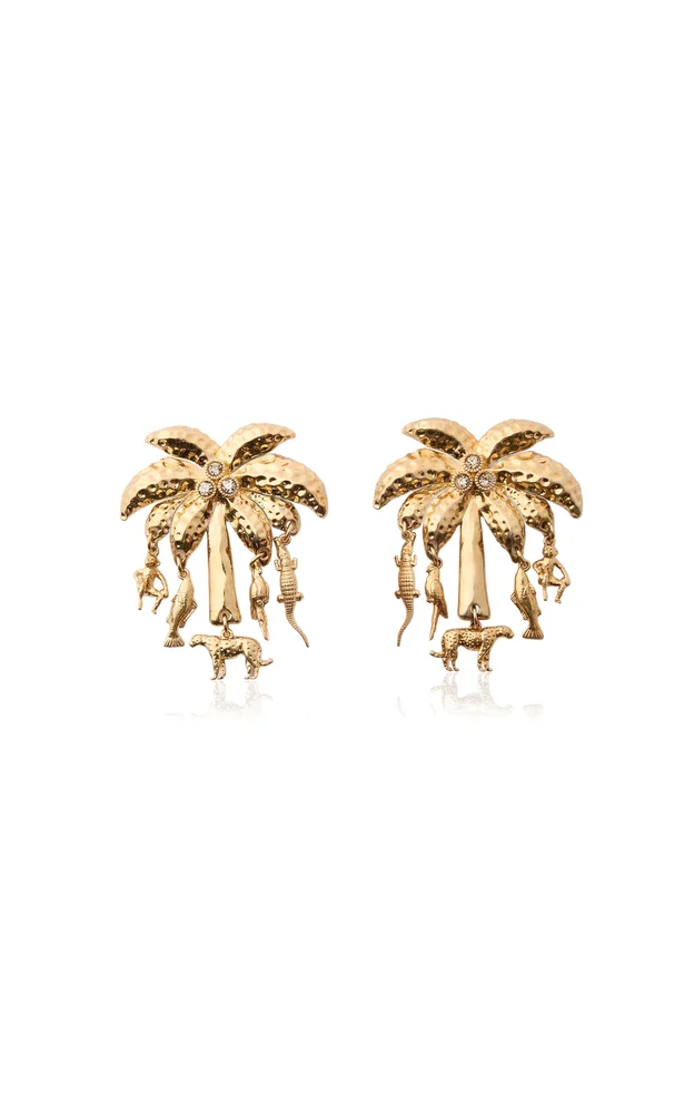 Palm Tree Brass Earrings