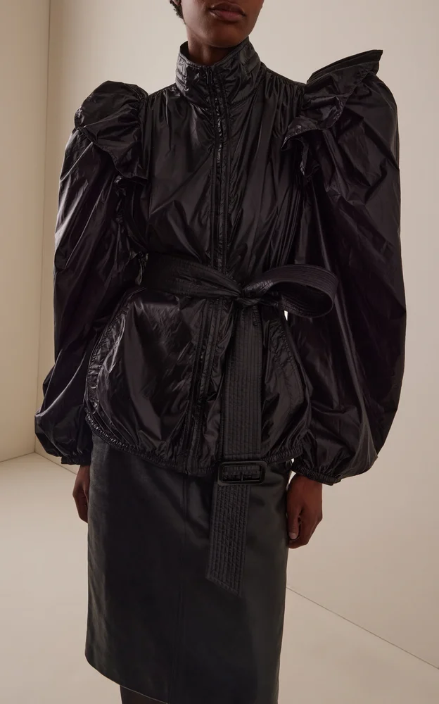 Balloon-Sleeve Nylon Windbreaker