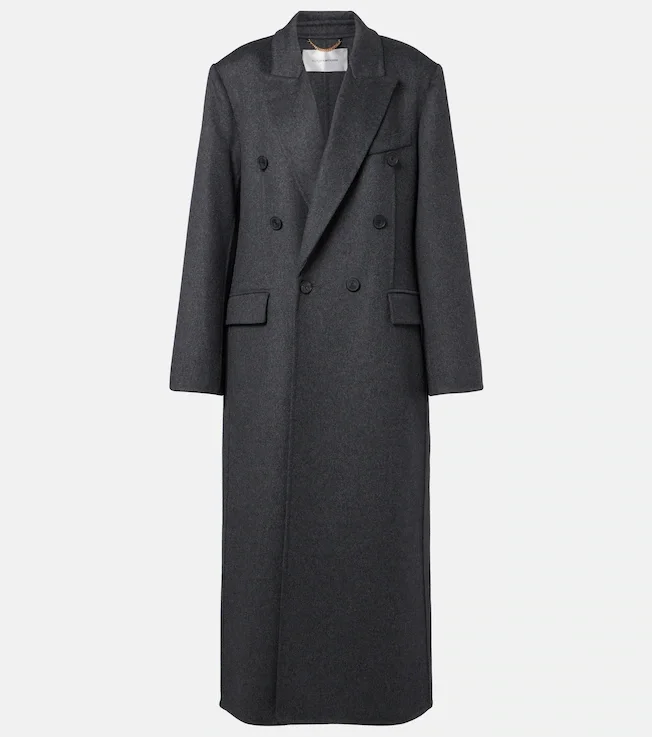 Double-breasted wool-blend coat