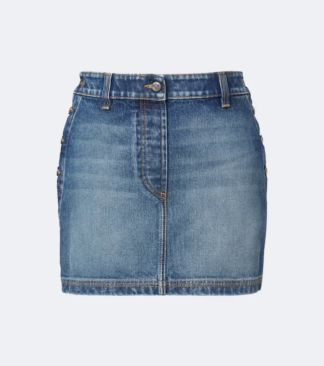 Faded denim miniskirt