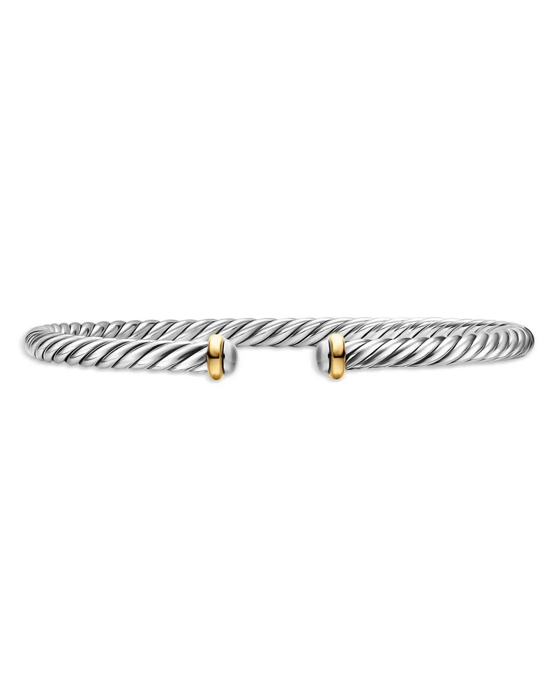 Cable Flex Bracelet in Sterling Silver with 14K Gold, 4mm