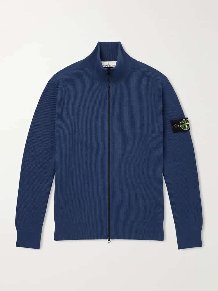 Ribbed Organic Cotton Zip-Up Sweater