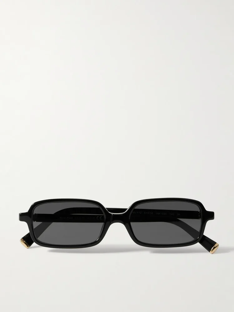 Miu Miu Rectangular-Frame Acetate Sunglasses in Black