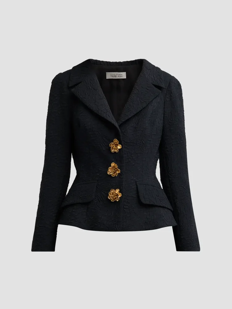 Notch Lapel Jacquard Jacket