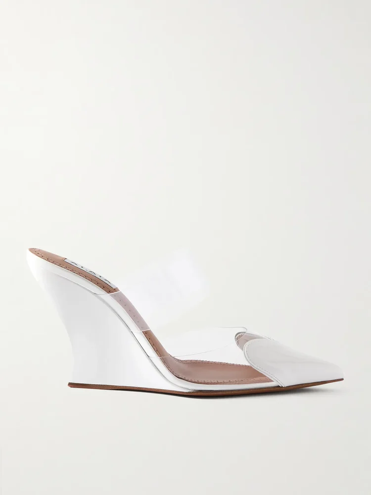 Le Cœur patent-leather and PVC wedge mules