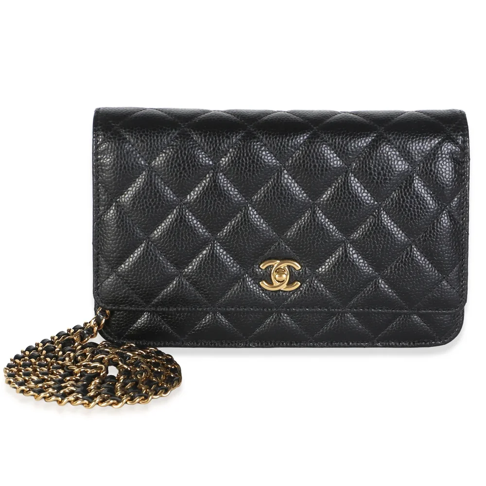 Chanel Black Quilted Caviar CC Wallet On Chain
