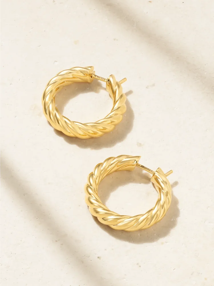 Sculpted Cable 18-karat gold hoop earrings