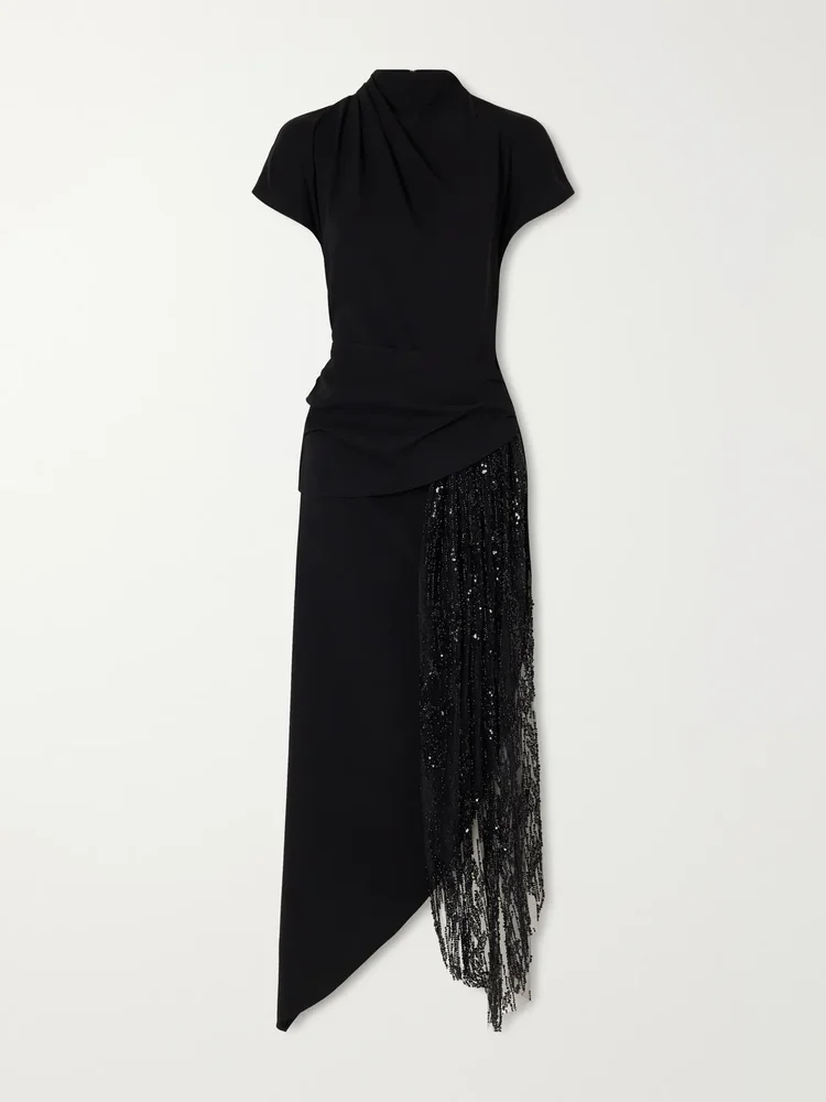 Effie bead-embellished crepe midi dress