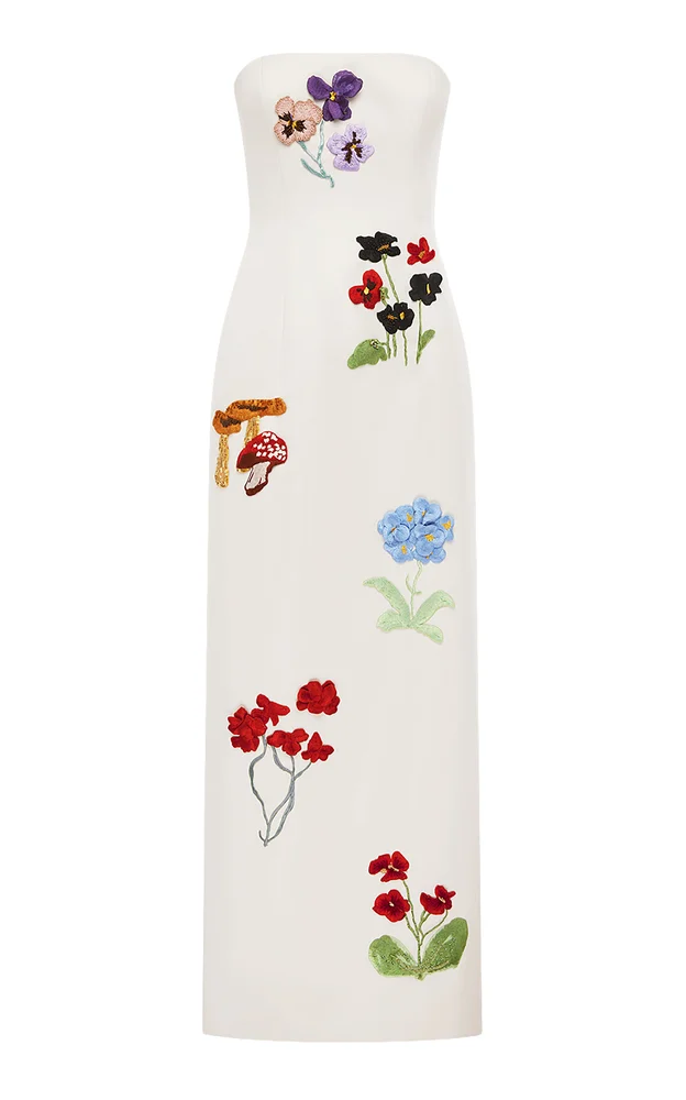 Rayna Embroidered Satin Maxi Dress