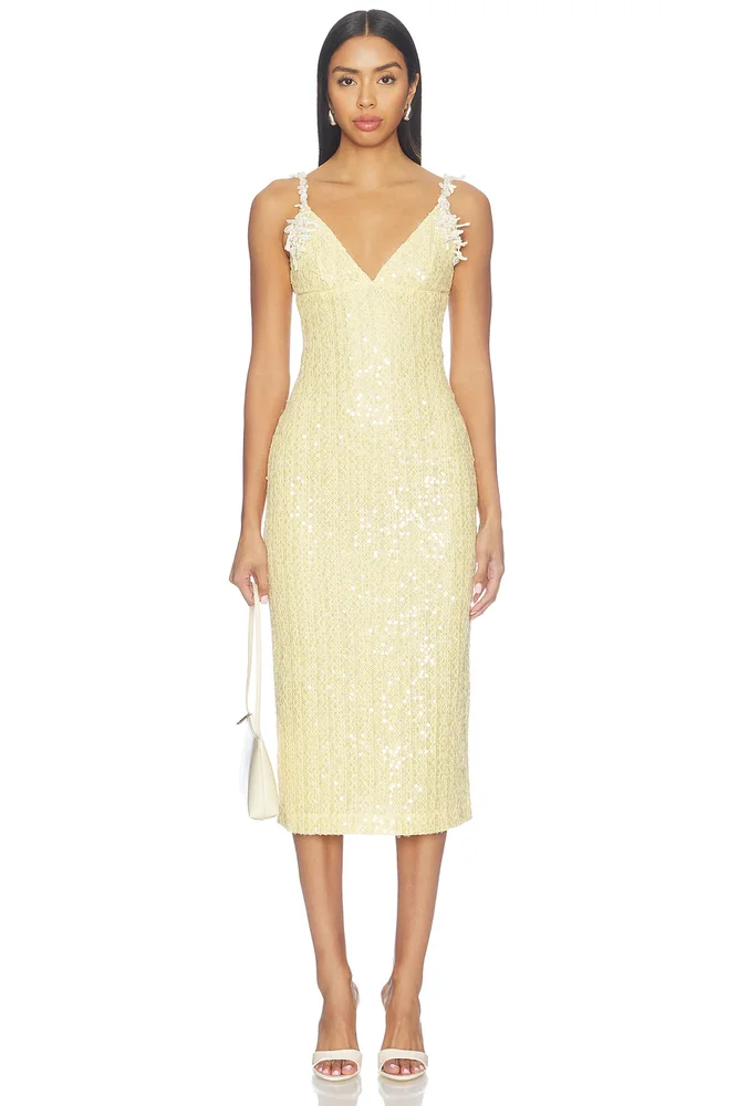 Lara Crochet Flowers Midi Dress
