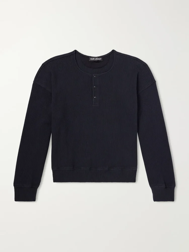 Ballon Ribbed Stretch-Cotton Henley T-shirt