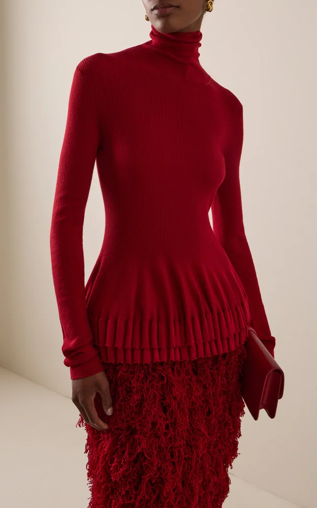 Merritt Turtleneck Wool-Silk Top