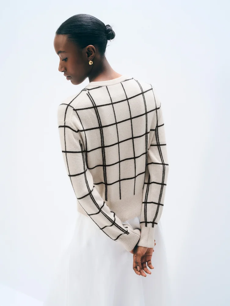 Cashmere Windowpane Crewneck