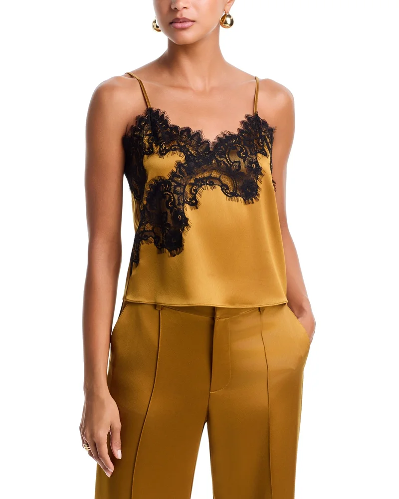 Sael Lace Trim Satin Top