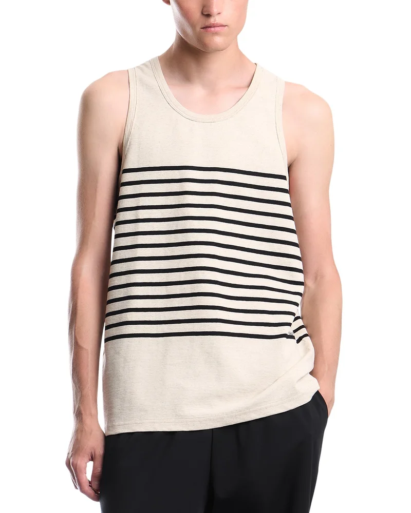 Cotton & Linen Stripe Crewneck Tank Top