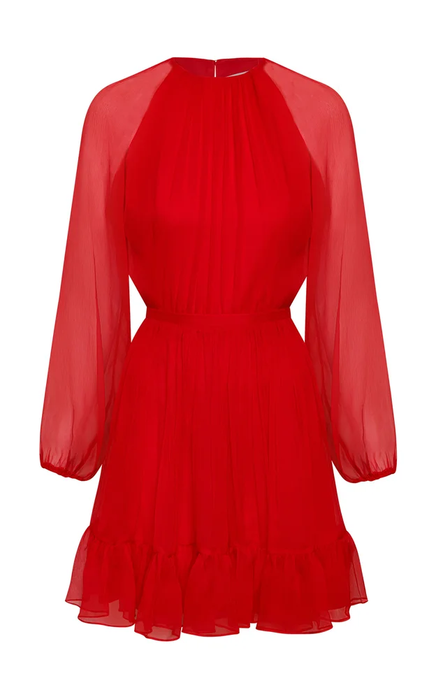 Raices Antiguas Ruffled Silk-Chifon Mini Dress