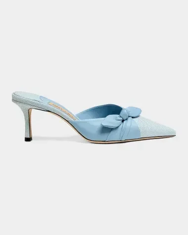 65mm Livi Flecked Canvas And Leather Mule Pumps