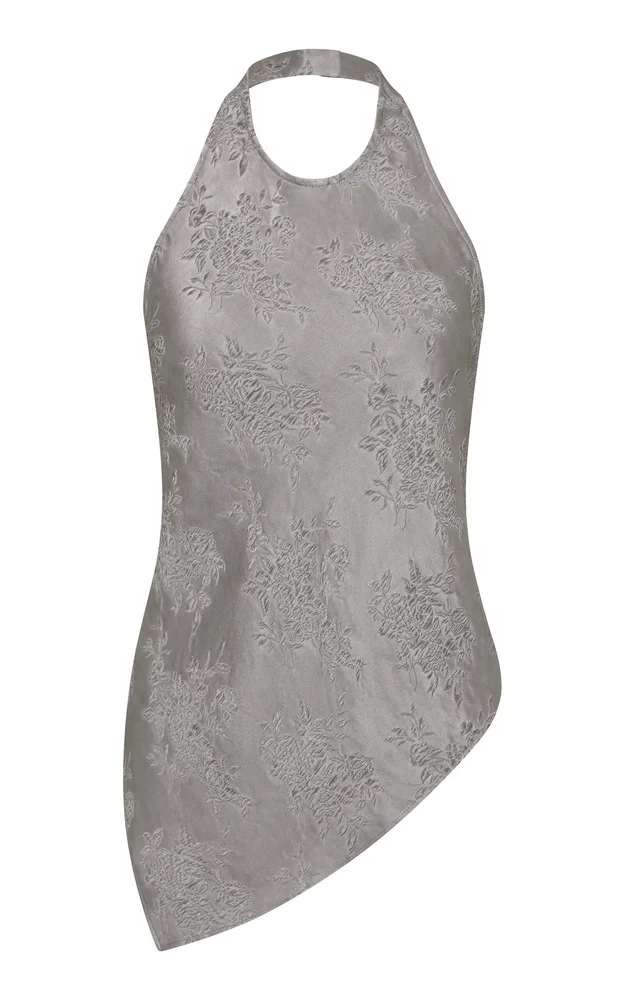 Nouveau Jacquard Silk-Blend Halter Top