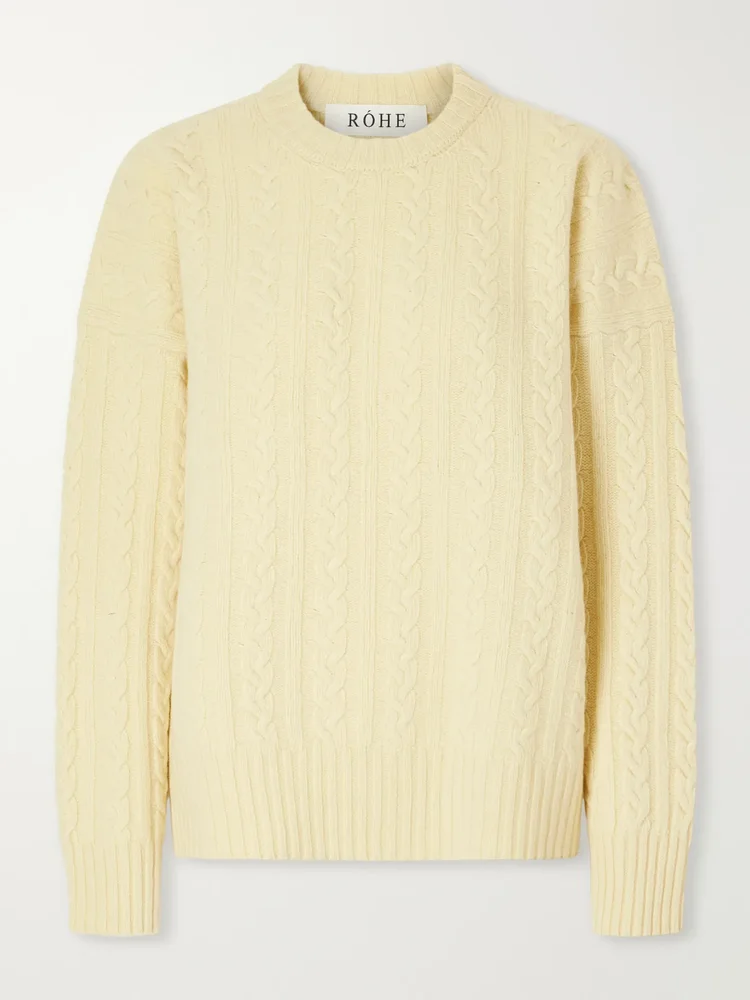 Cable-knit wool-blend sweater
