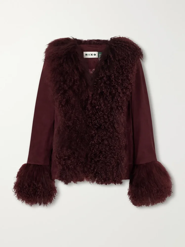 Shearling-trimmed suede jacket