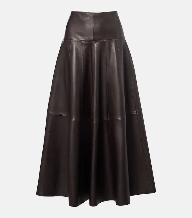 Daria leather midi skirt