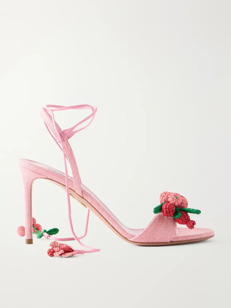 Botanica 105 embellished leather and raffia sandals