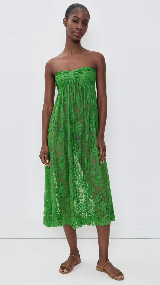 Carmella Lace Strapless Dress (Green)