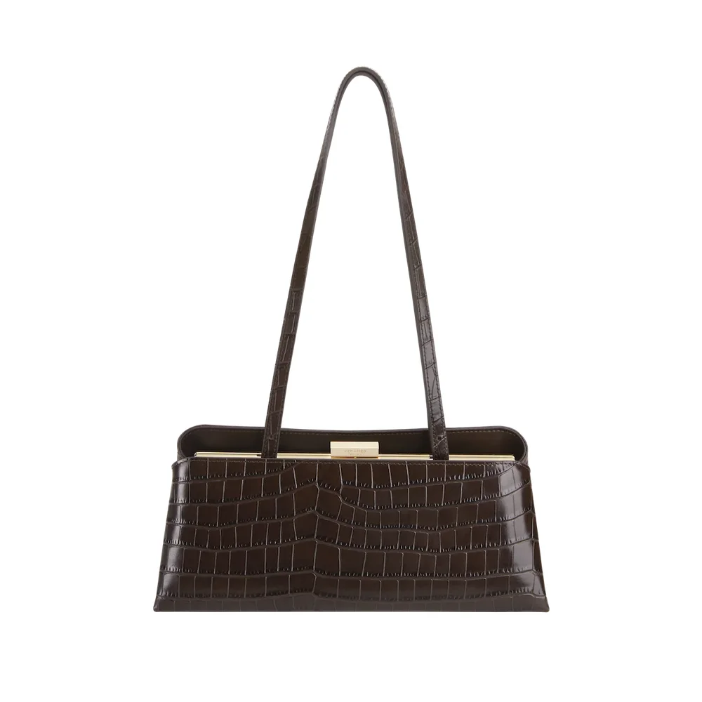 Mocha Croc Éclair Bag