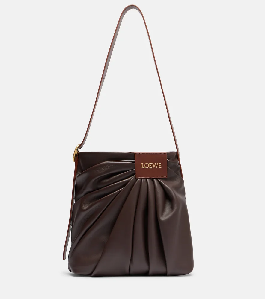 Draped leather tote bag