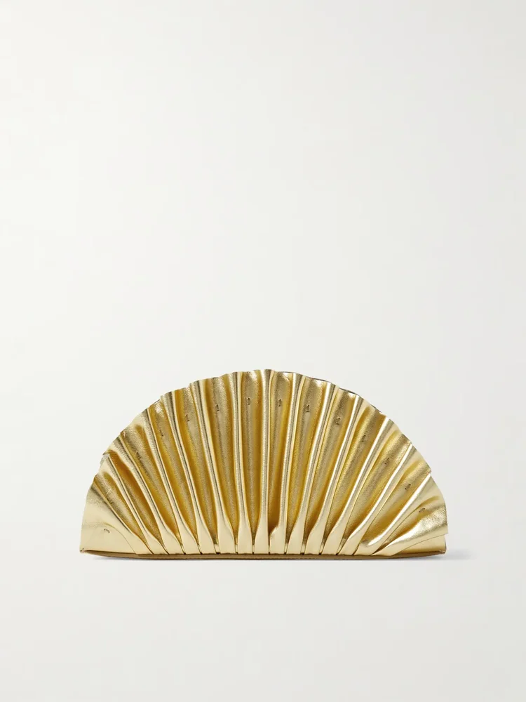 Nala ruched metallic leather clutch
