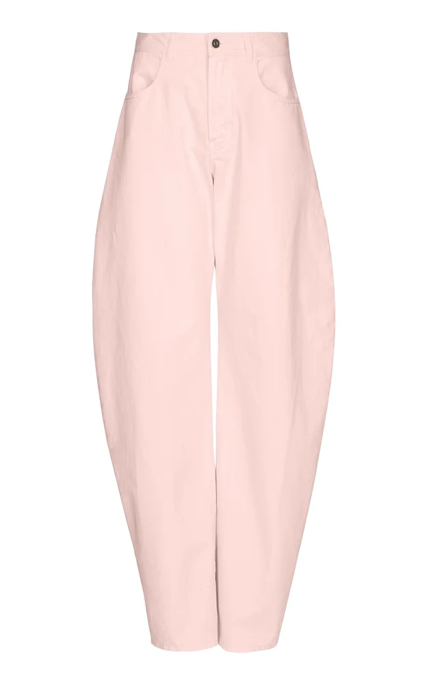 Round Mid-Rise Barrel-Leg Jeans