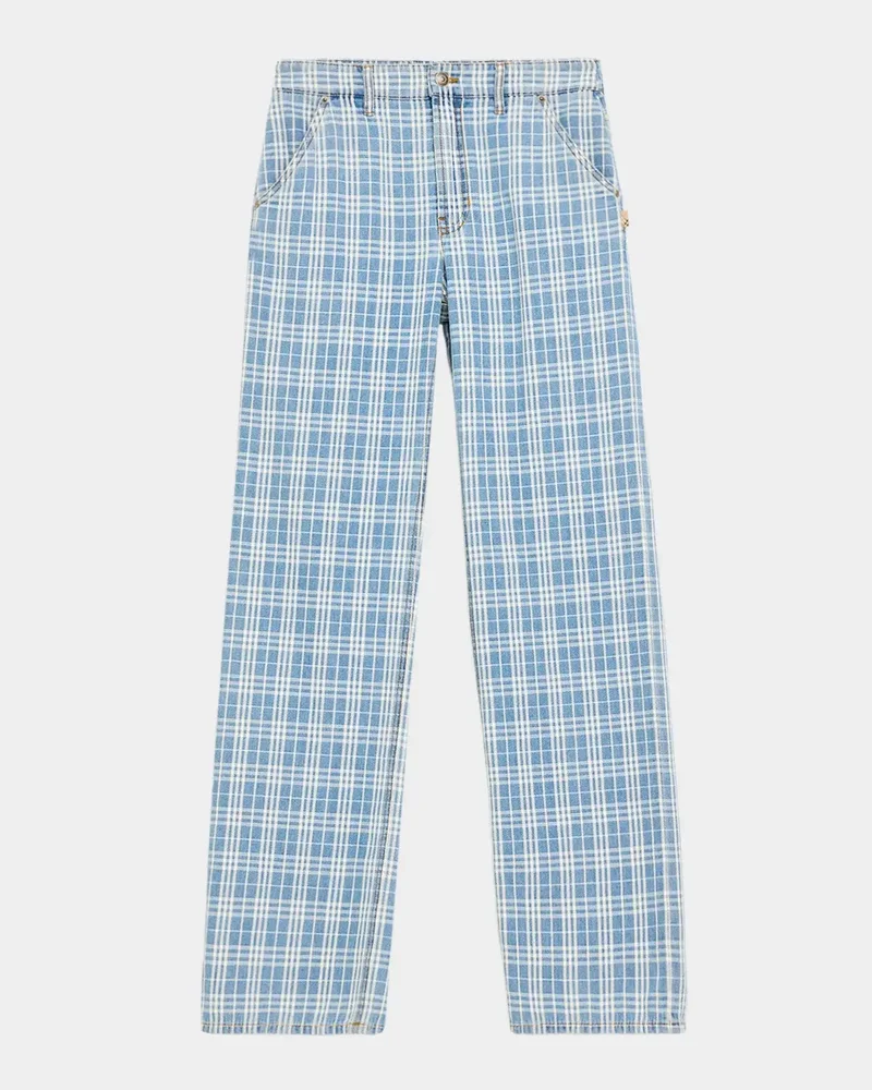 Drusilla Check Denim Straight-Leg Jeans
