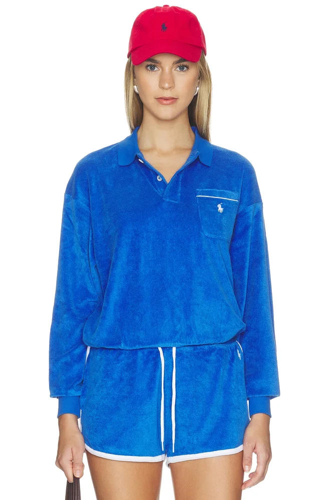 Cotton Terry Long Sleeve Polo