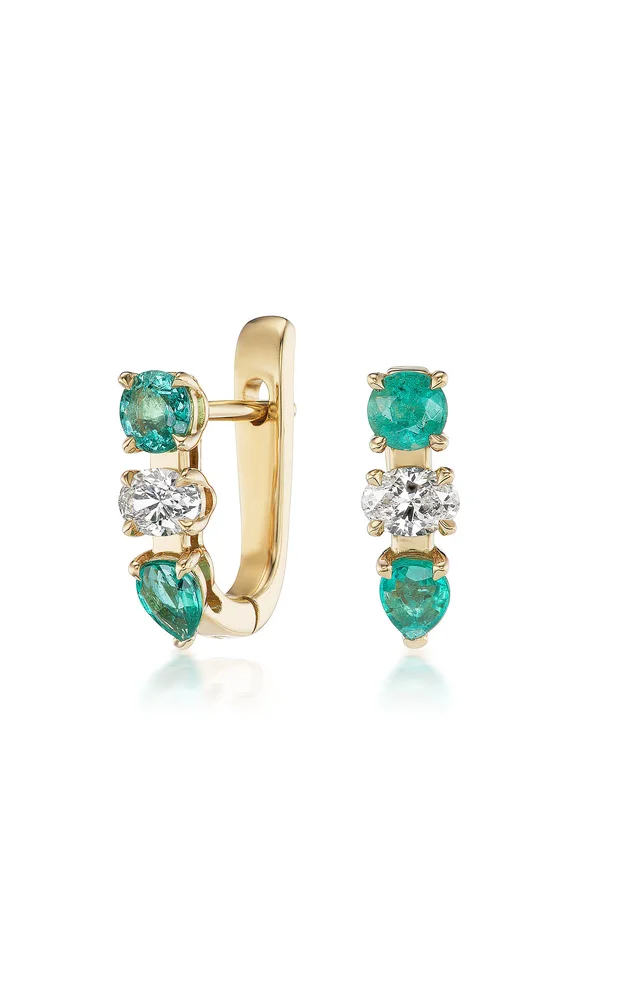 18K Yellow Gold Multi-Stone Earrings