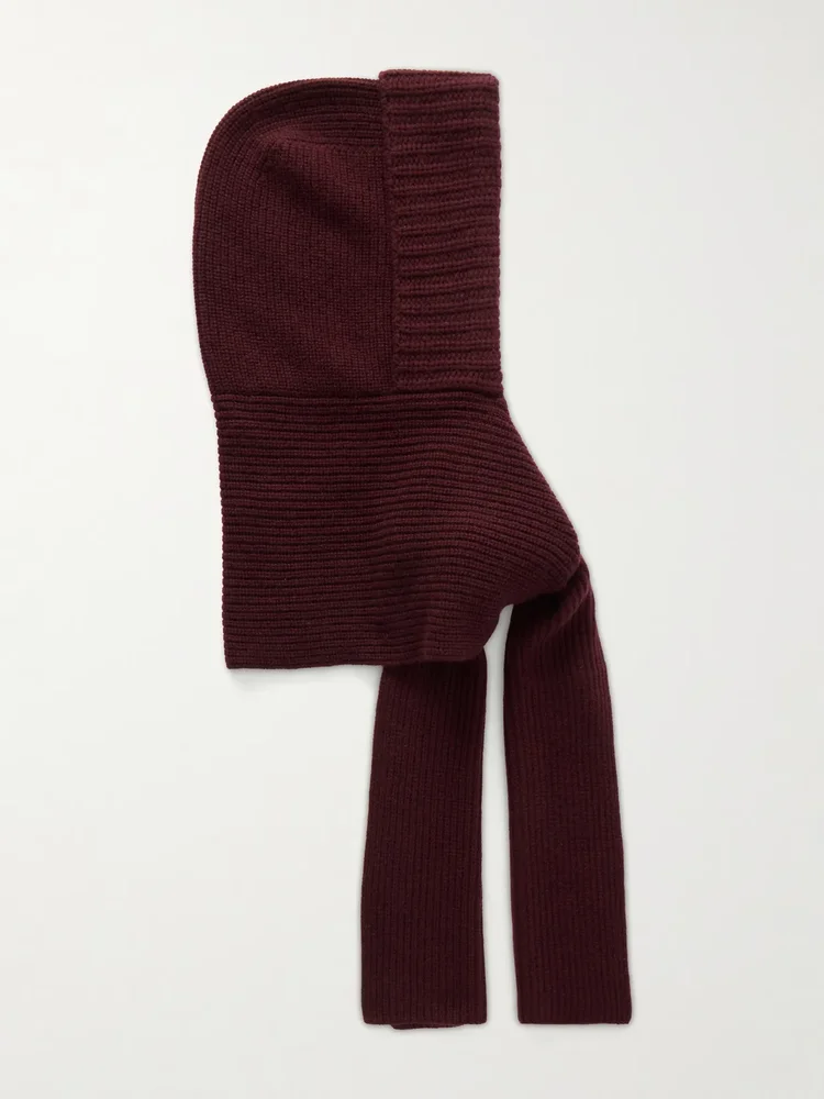 Hooded ribbed wool and cashmere-blend snood