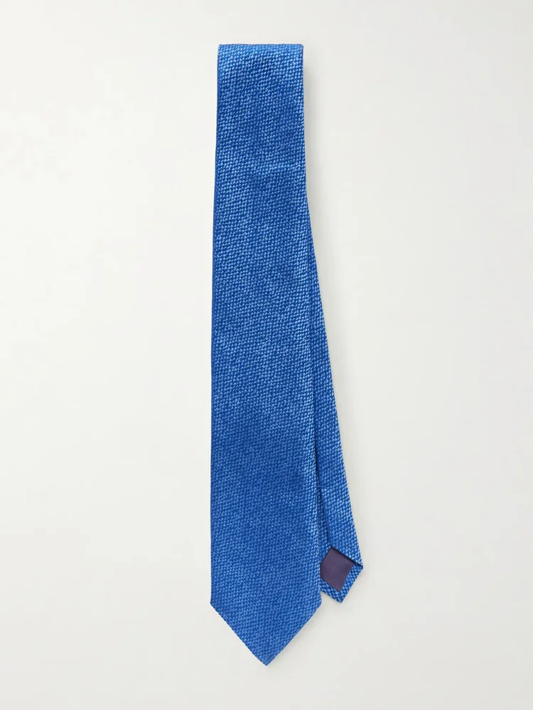 8.5cm Silk-Jacquard Tie - blue - One Size